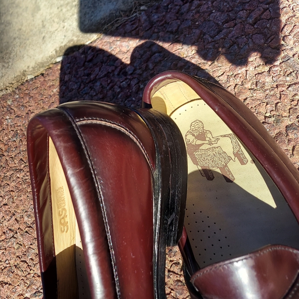 SAS Mens 11 N Leather Penny Loafers Handsewn Slip-On Burgundy Dress Shoes - Picture 3 of 4